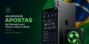 iPhone e iPad com app de apostas esportivas em fundo verde