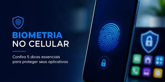 Ícone de impressão digital e segurança biométrica em smartphone
