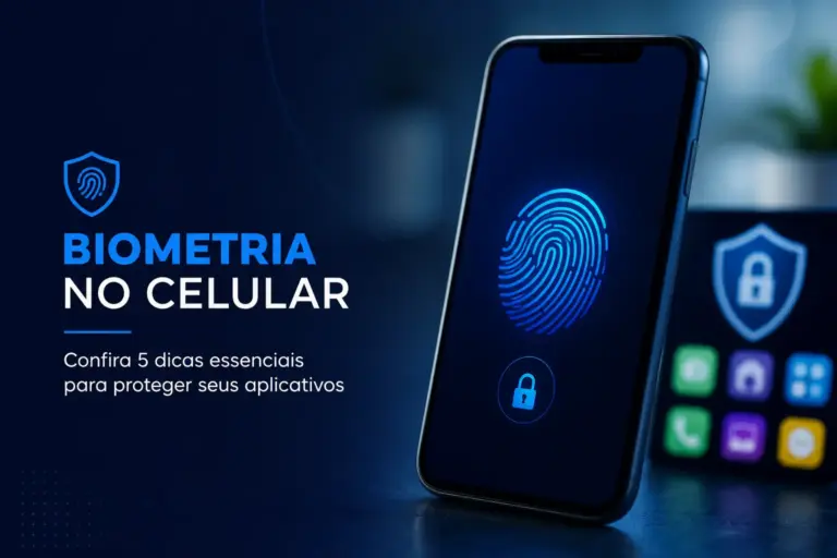 Ícone de impressão digital e segurança biométrica em smartphone