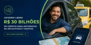 Motorista sorridente com R$100, app de direção, taxa de crédito liberada