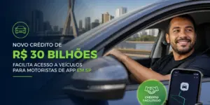 Homem no carro com crédito de R$ 30 bilhões para motoristas