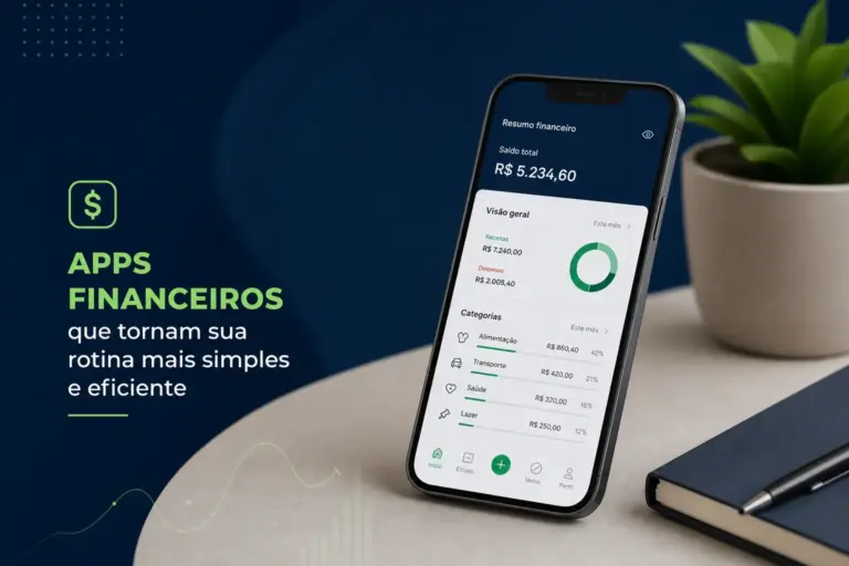 Smartphone com app de finanças para educação financeira 2026