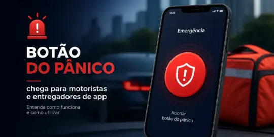Smartphone com app de emergência e Botão do Pânico para entregadores