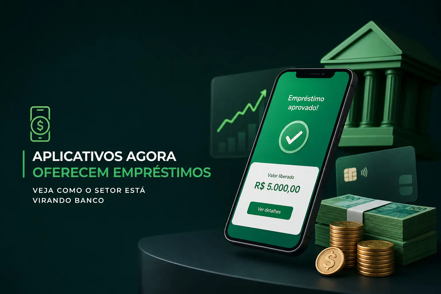 Aplicativo bancário mostrando empréstimo aprovado de R$ 5.000,00