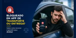 Homem preocupado com conta bloqueada no aplicativo de transporte