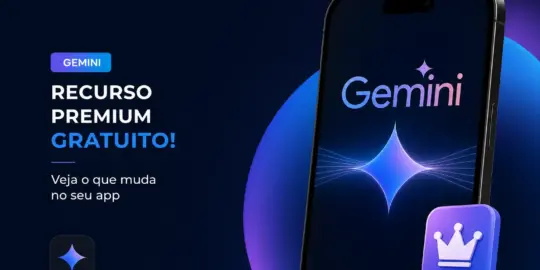 App Gemini em smartphone exibindo recurso gratuito 2026