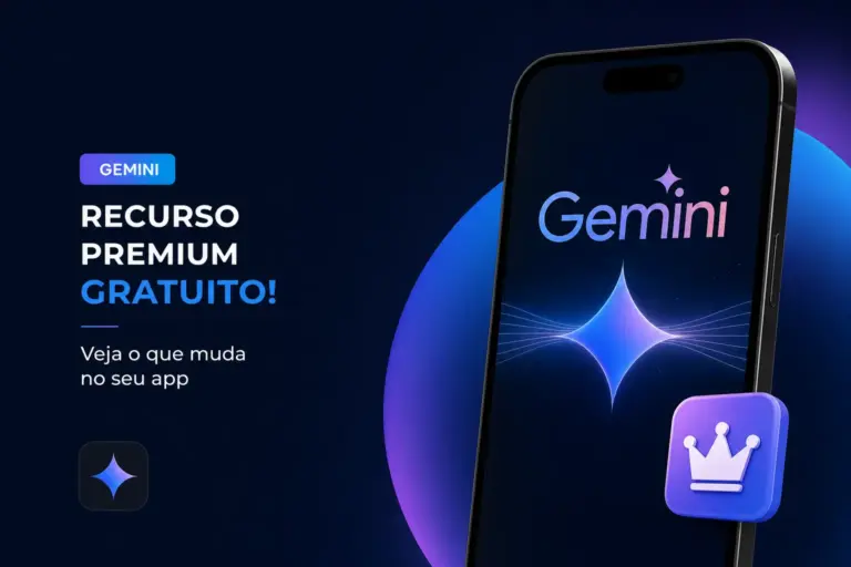 App Gemini em smartphone exibindo recurso gratuito 2026
