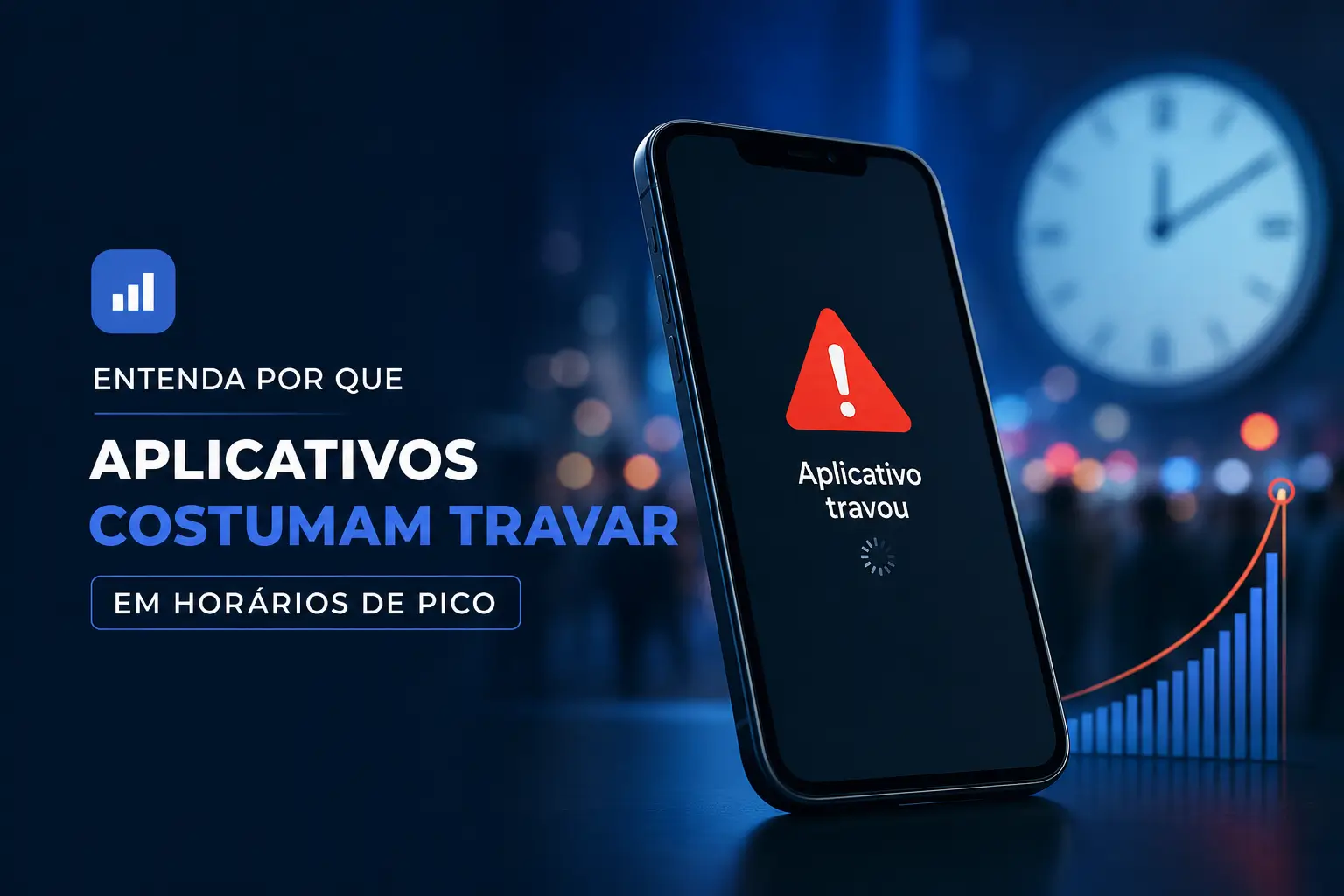 Smartphone mostrando erro 'Aplicativo travou' com gráficos ao fundo