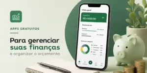Aplicativo de gestão financeira com tela mostrando balanço para 2026