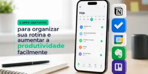 Smartphone com app de produtividade e ferramentas para 2026
