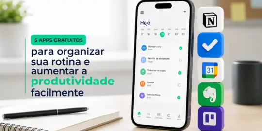 Smartphone com app de produtividade e ferramentas para 2026