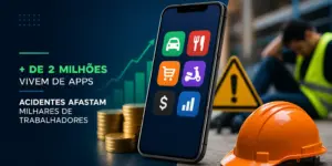Smartphone com apps de finanças e segurança no trabalho 2026
