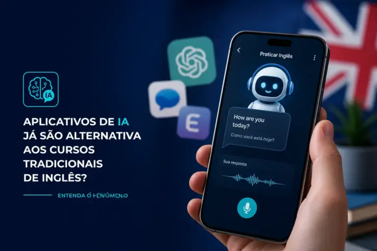 Chatbot em inglês no smartphone com tradução em português