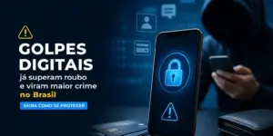 Smartphone com símbolo de cadeado e cartões de crédito, segurança digital