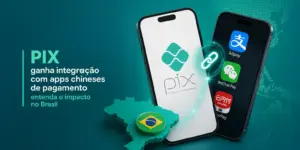 PIX e apps chineses em smartphones com mapa do Brasil