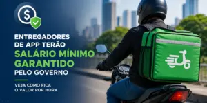 Entregador de aplicativo em motocicleta na cidade com edifícios