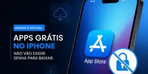App Store no iPhone: apps grátis sem senha, smartphone em fundo azul