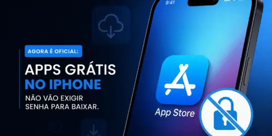 App Store no iPhone: apps grátis sem senha, smartphone em fundo azul