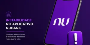 Smartphone com Nubank destacando instabilidade do app