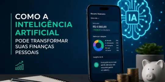 Saldo financeiro R$ 4.560 no app com categorias de gastos
